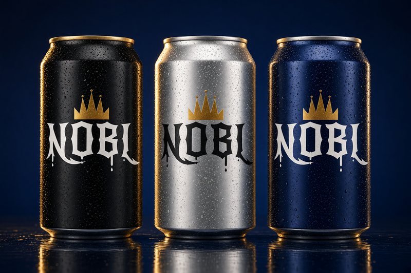 Three NOBL water cans in black, silver and navy